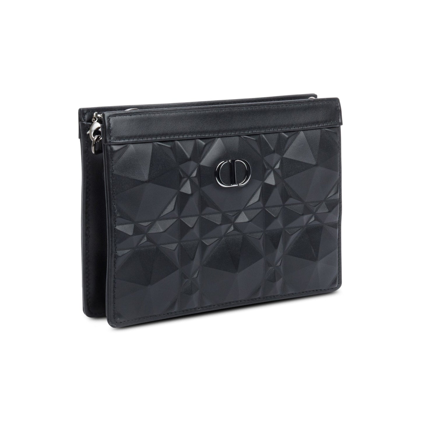 Christian Dior 2022 Black Macrocannage Diamond Quilted Caro Pouch with Chain