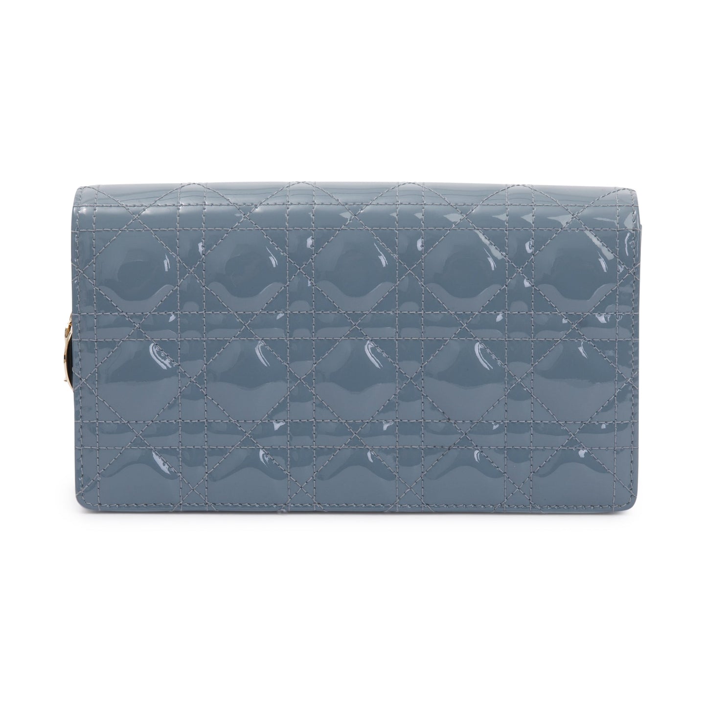 Christian Dior 2022 Cloud Blue Patent Leather Lady Dior Chain Pouch