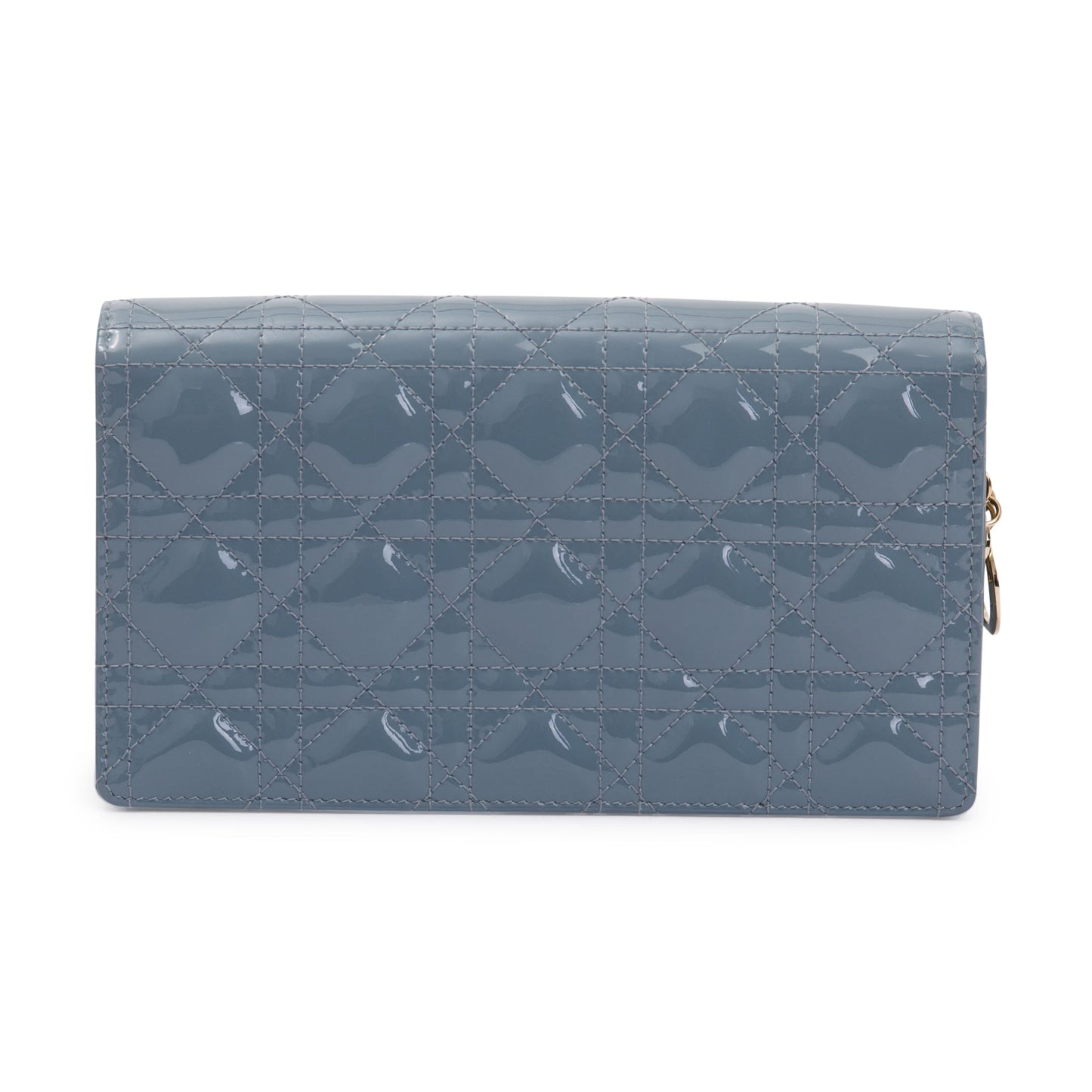 Christian Dior 2022 Cloud Blue Patent Leather Lady Dior Chain Pouch
