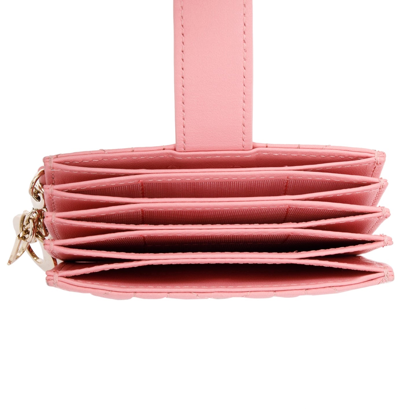 Christian Dior 2023 Pink Cannage Lambskin Leather Lady Dior 5-Gusset Card Holder