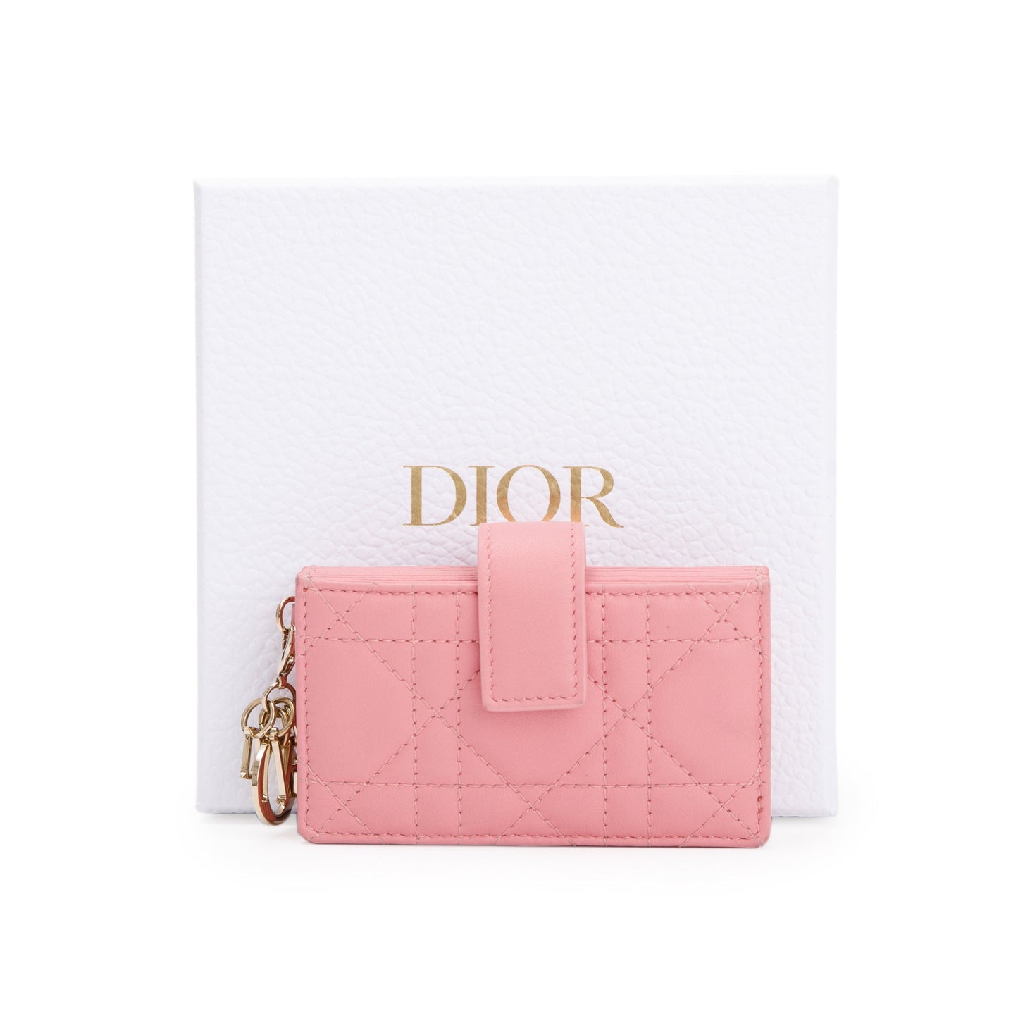 Christian Dior 2023 Pink Cannage Lambskin Leather Lady Dior 5-Gusset Card Holder