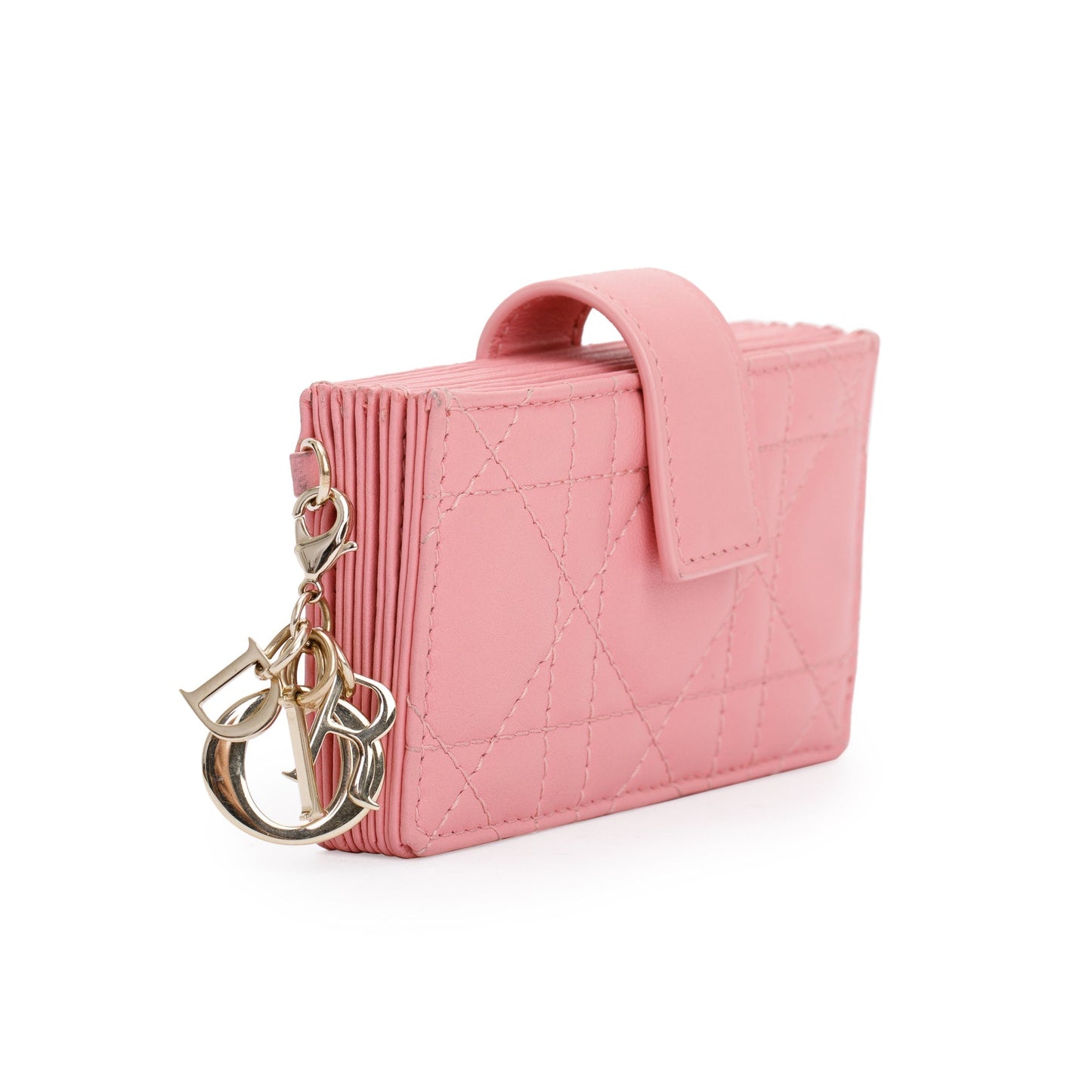 Christian Dior 2023 Pink Cannage Lambskin Leather Lady Dior 5-Gusset Card Holder