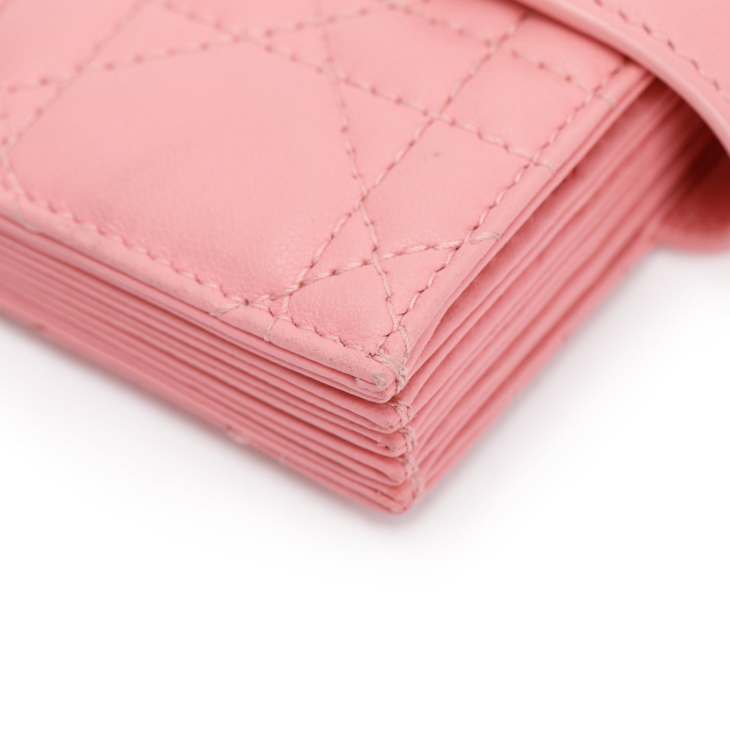 Christian Dior 2023 Pink Cannage Lambskin Leather Lady Dior 5-Gusset Card Holder