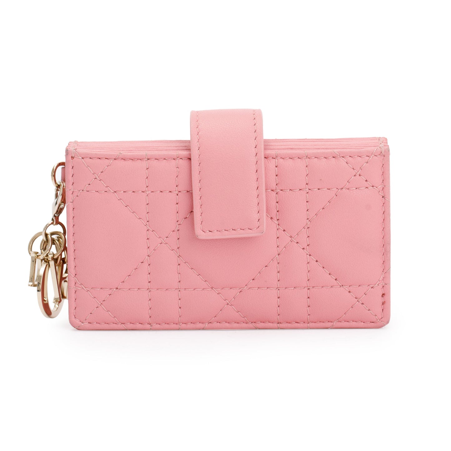 Christian Dior 2023 Pink Cannage Lambskin Leather Lady Dior 5-Gusset Card Holder