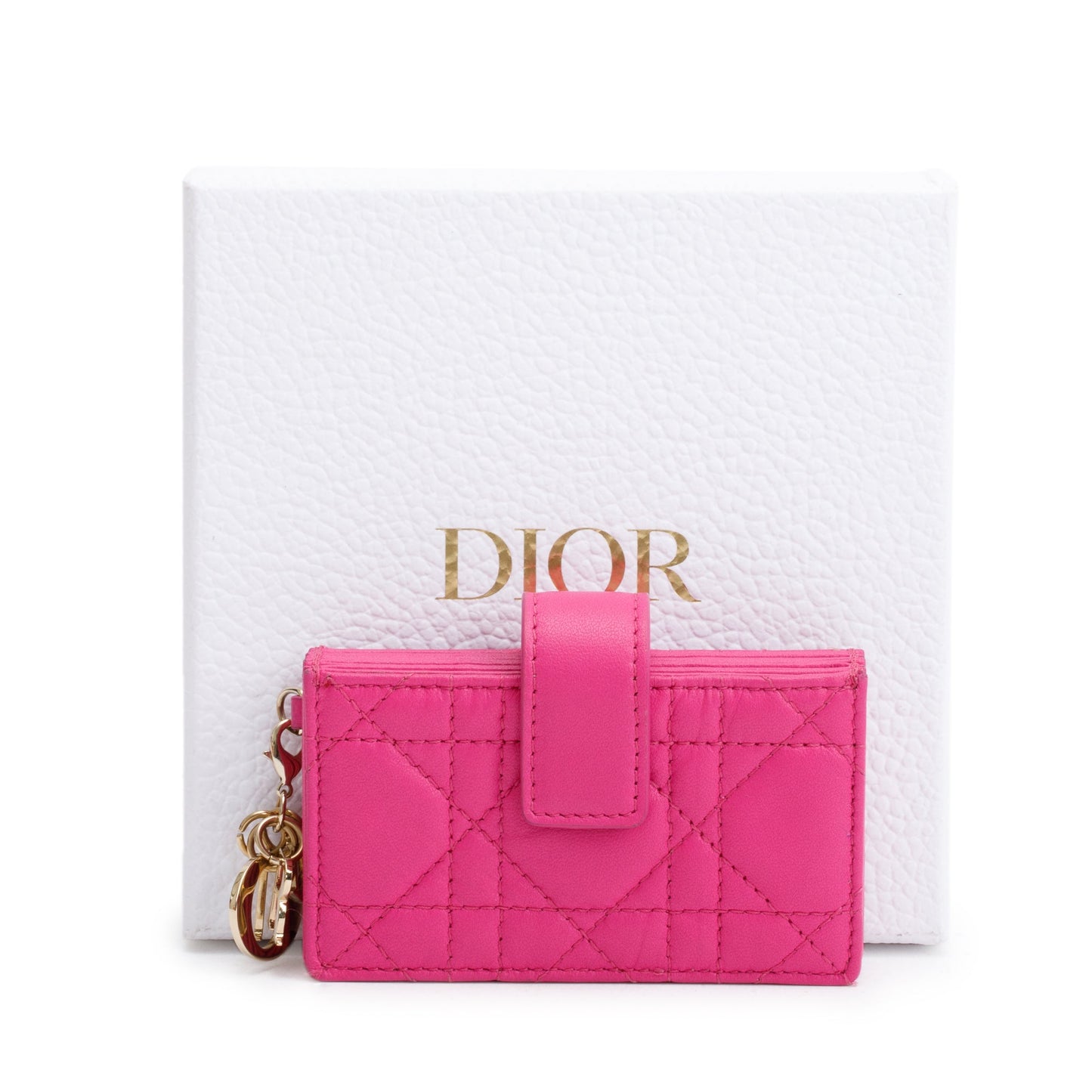 Christian Dior 2023 Pink Cannage Leather Lady Dior Jasmin Card Holder