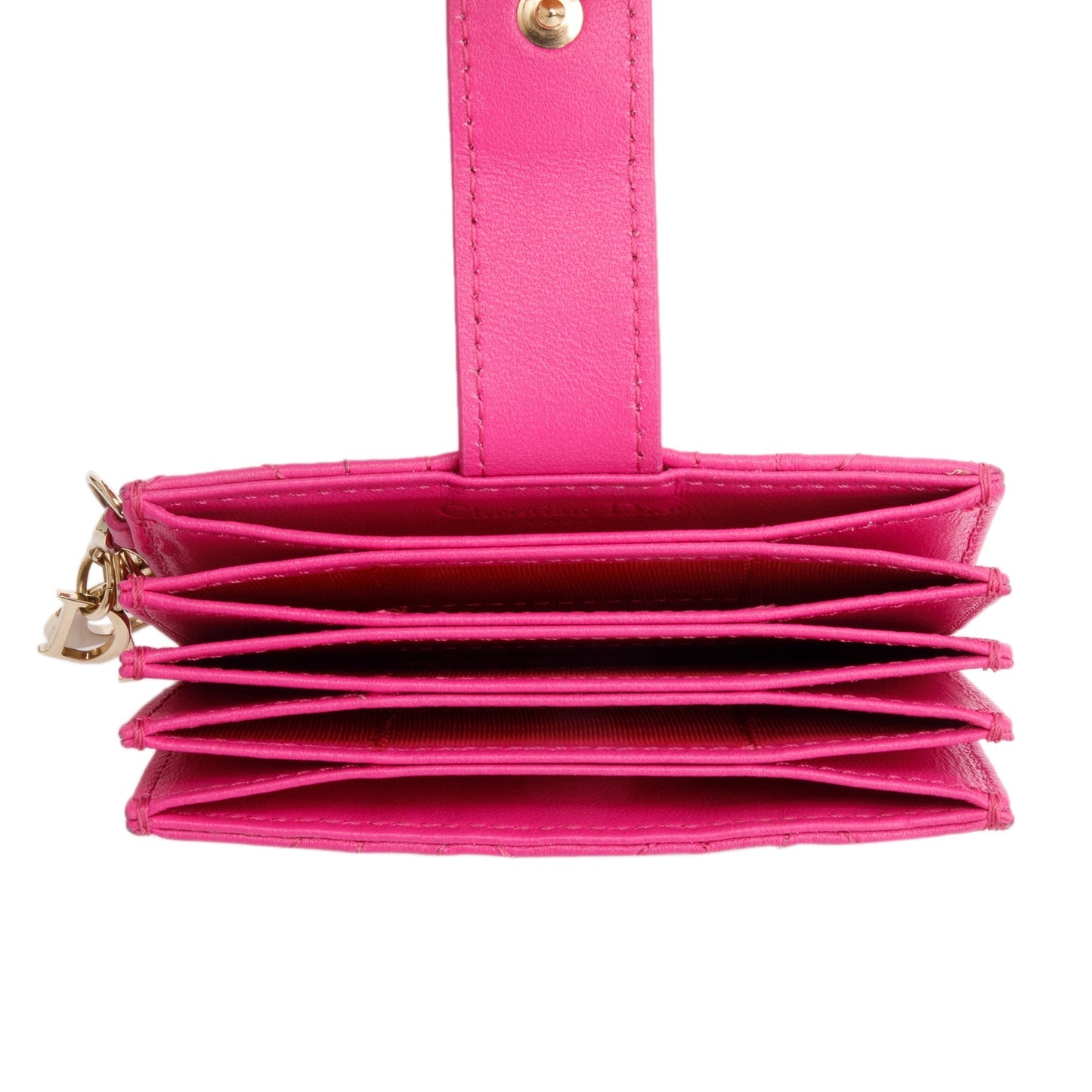 Christian Dior 2023 Pink Cannage Leather Lady Dior Jasmin Card Holder