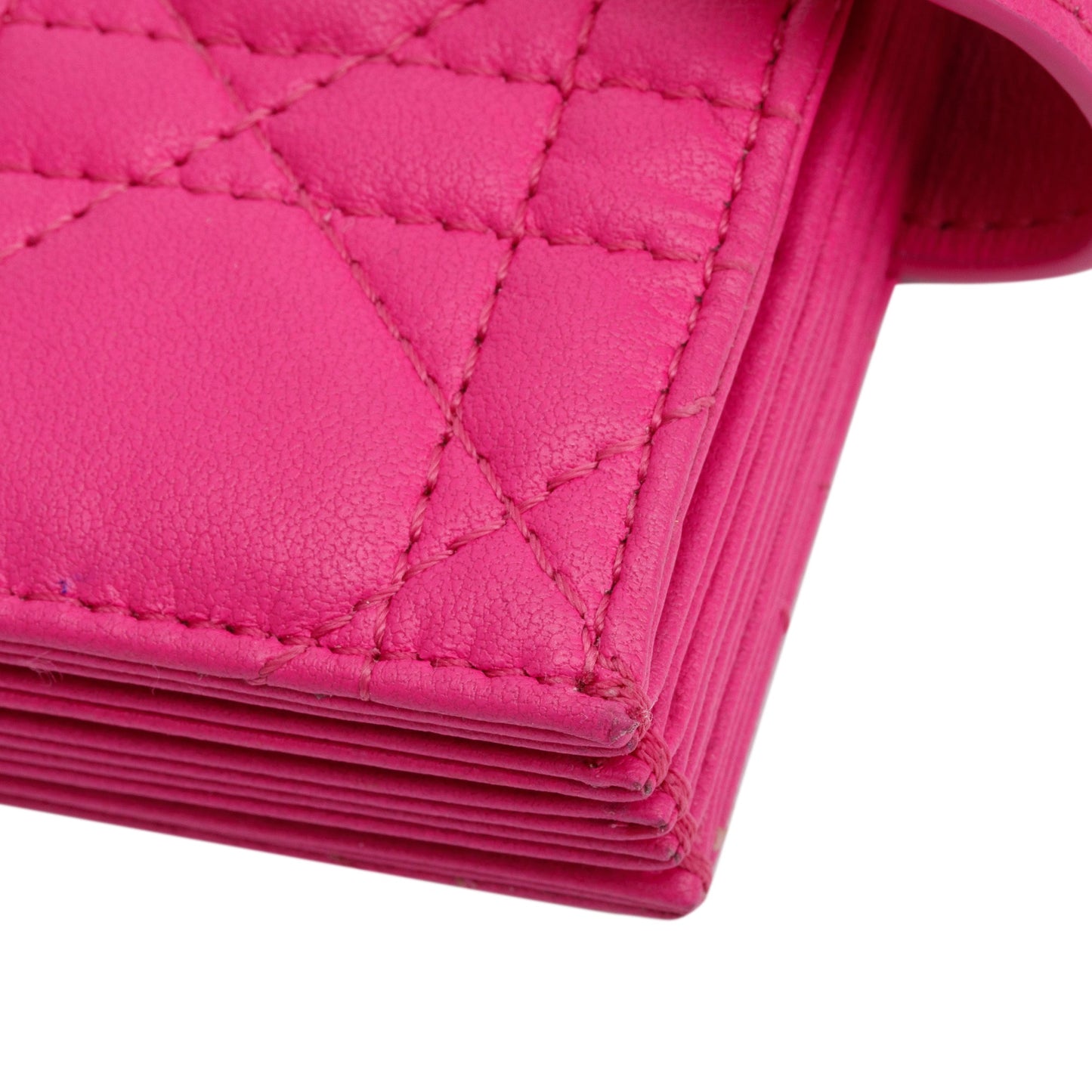 Christian Dior 2023 Pink Cannage Leather Lady Dior Jasmin Card Holder