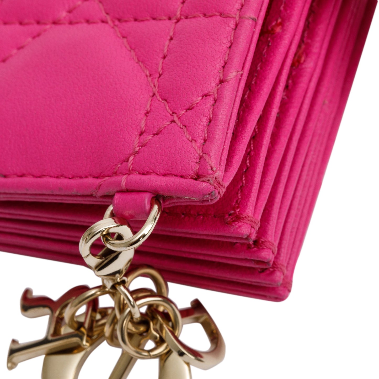 Christian Dior 2023 Pink Cannage Leather Lady Dior Jasmin Card Holder