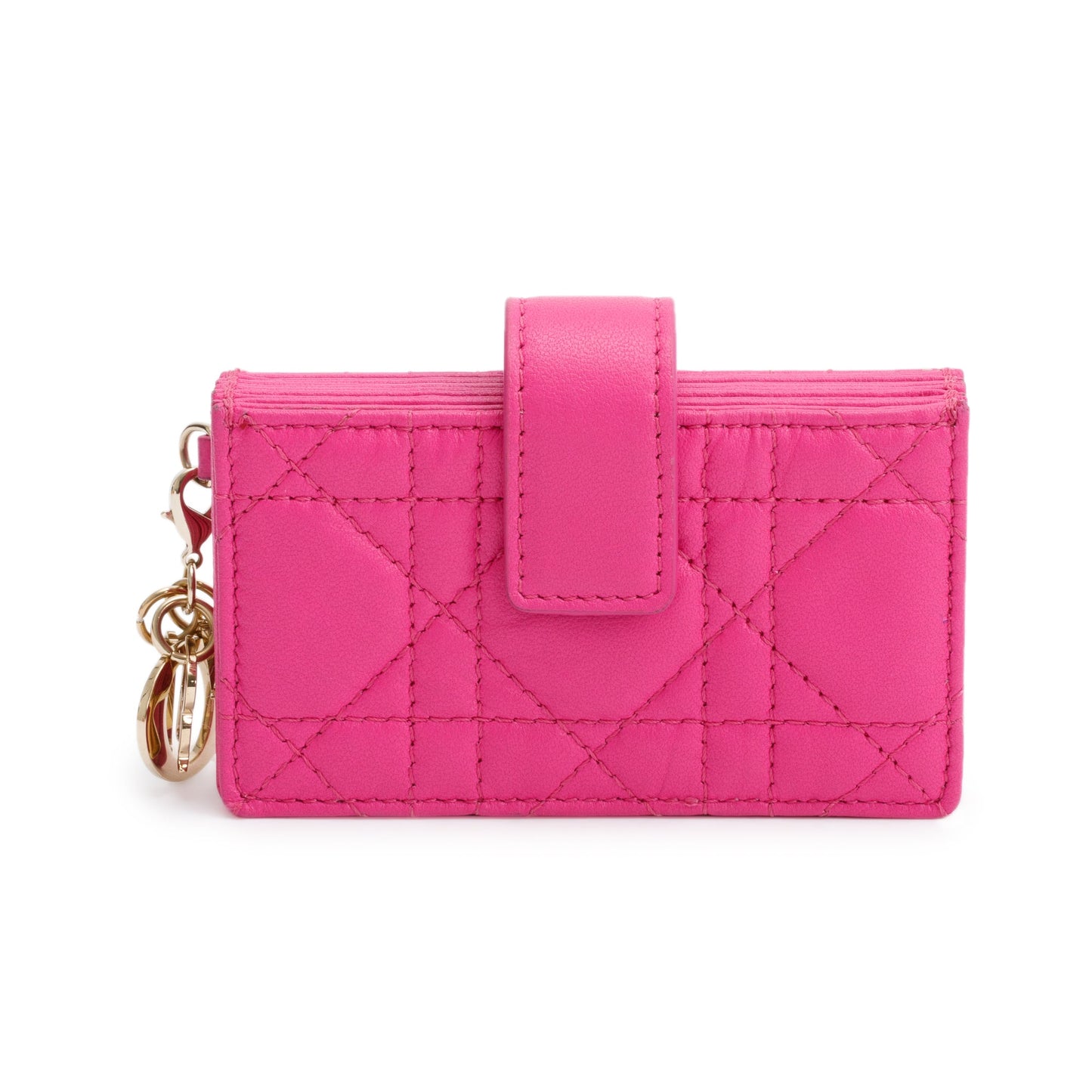 Christian Dior 2023 Pink Cannage Leather Lady Dior Jasmin Card Holder
