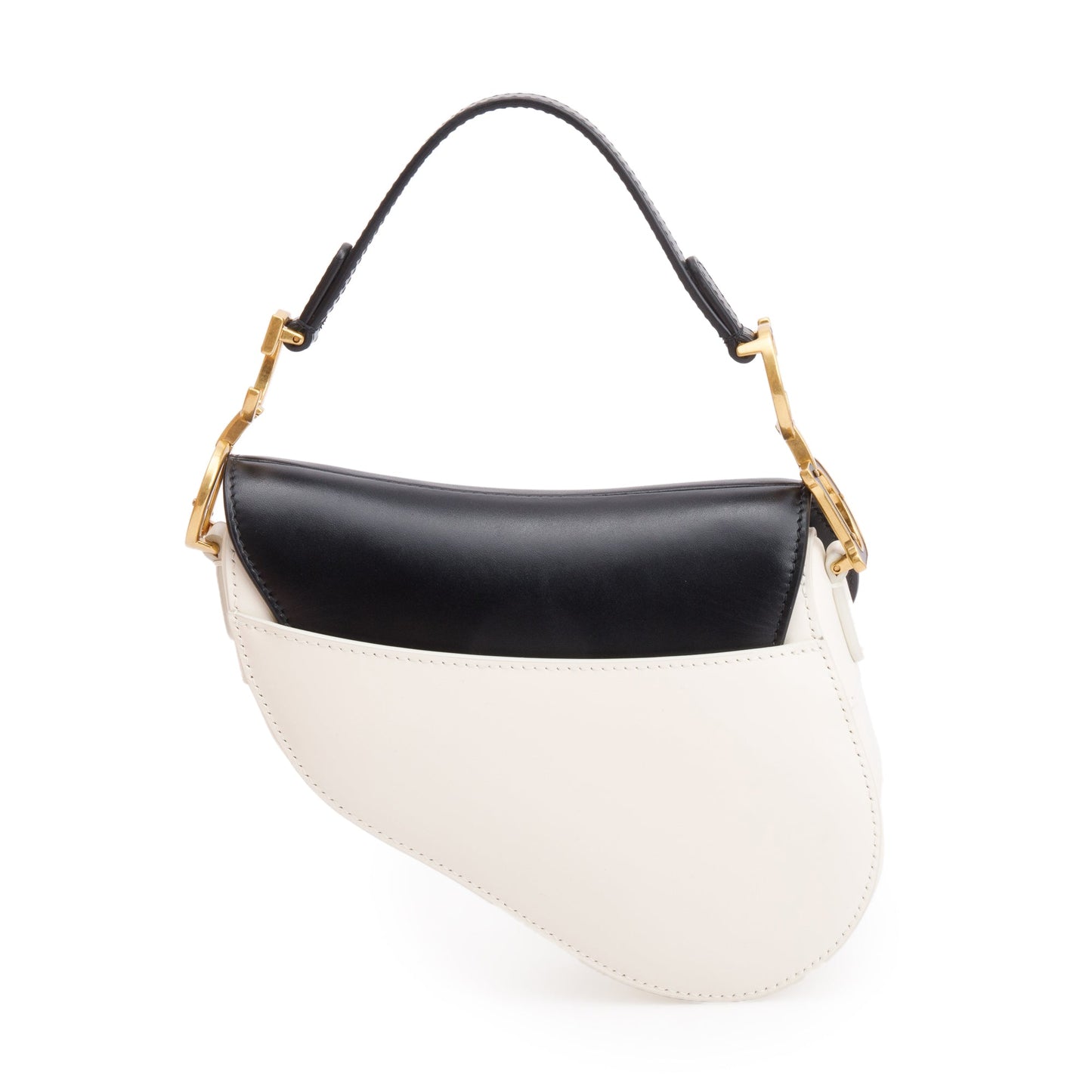 Christian Dior 2024 Black & White Calfskin Leather Mini Saddle Bag