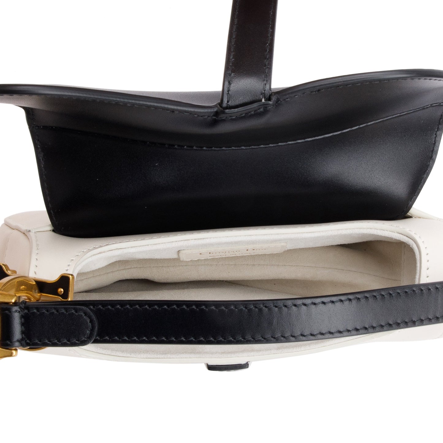 Christian Dior 2024 Black & White Calfskin Leather Mini Saddle Bag