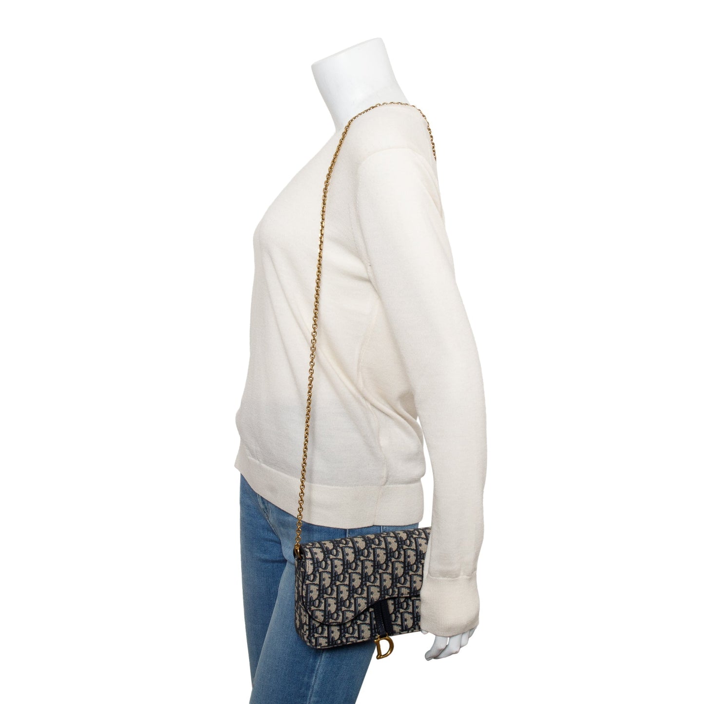 Christian Dior 2024 Oblique Jacquard Saddle Pouch with Chain