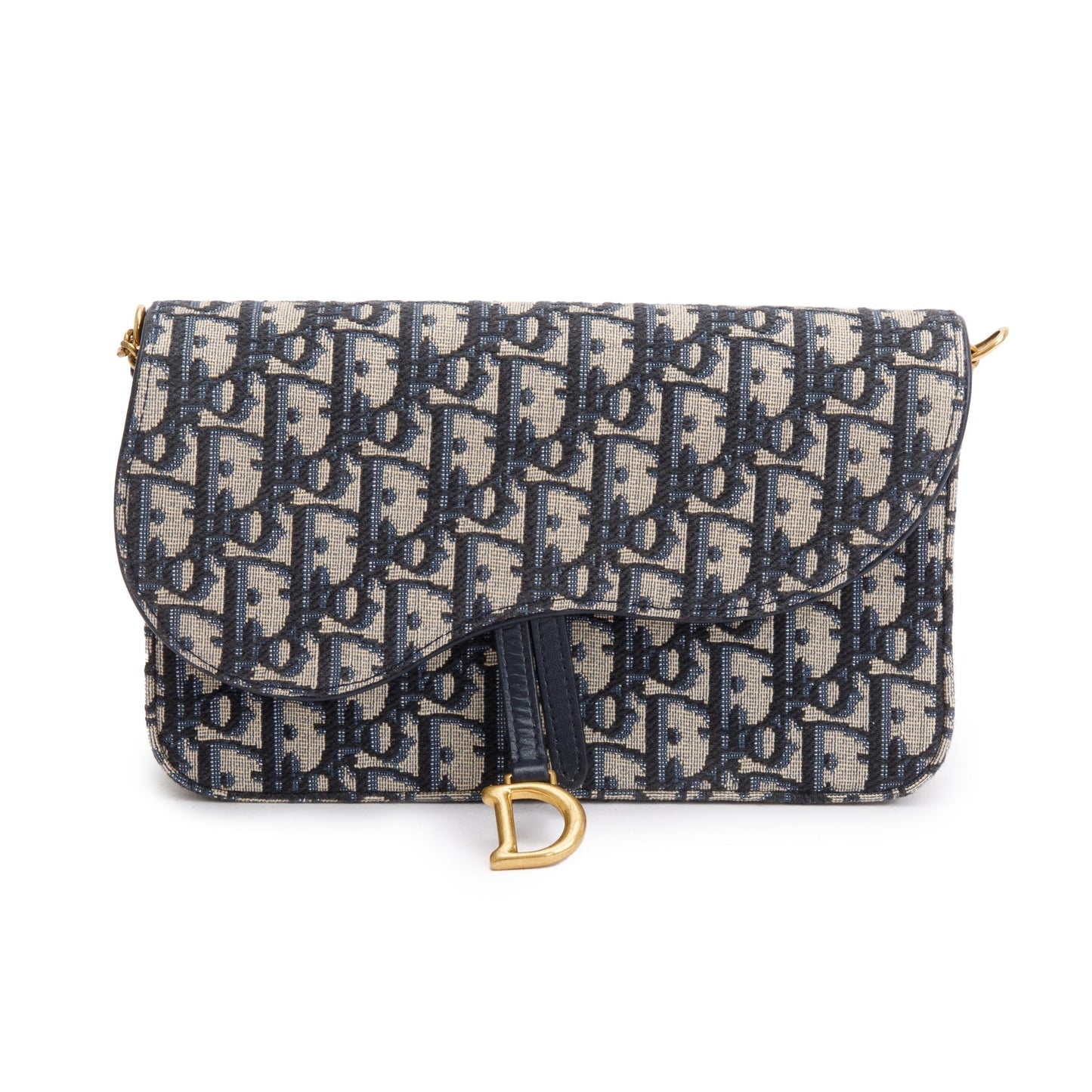 Christian Dior 2024 Oblique Jacquard Saddle Pouch with Chain