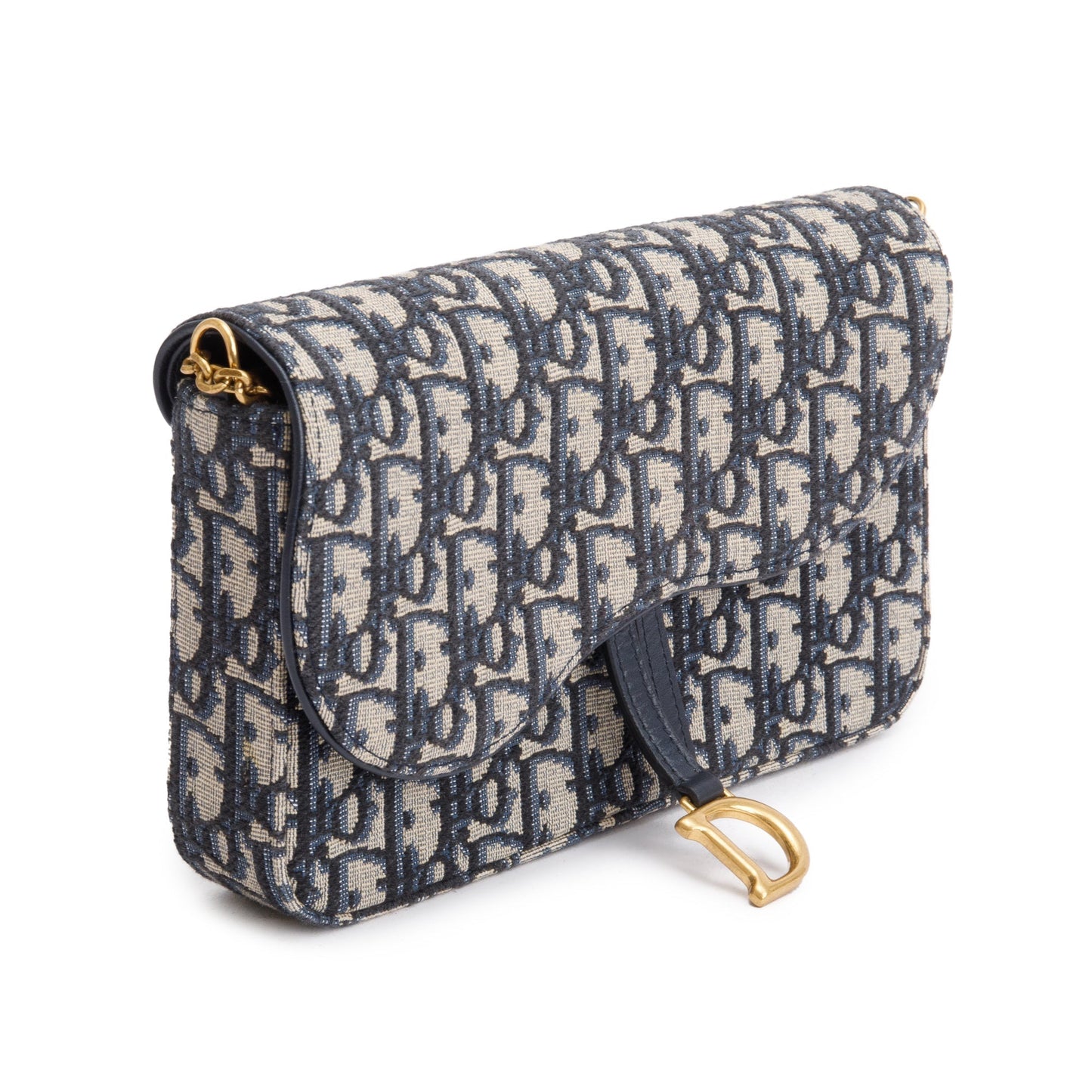 Christian Dior 2024 Oblique Jacquard Saddle Pouch with Chain