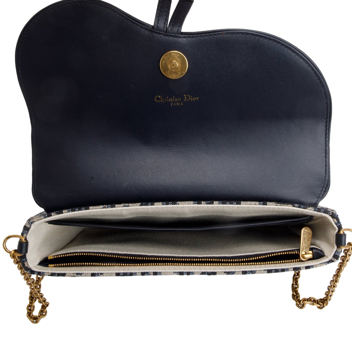 Christian Dior 2024 Oblique Jacquard Saddle Pouch with Chain