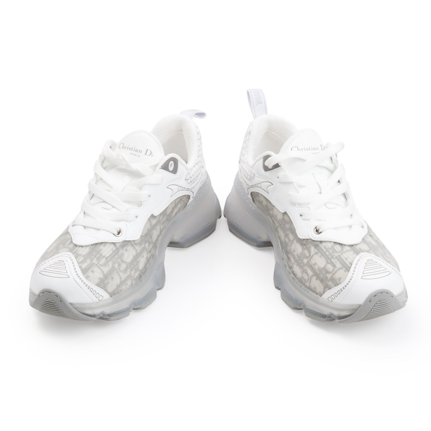 Christian Dior 2024 White/Grey Oblique Canvas and Transparent Rubber Vibe  Sneakers, Size 38.5