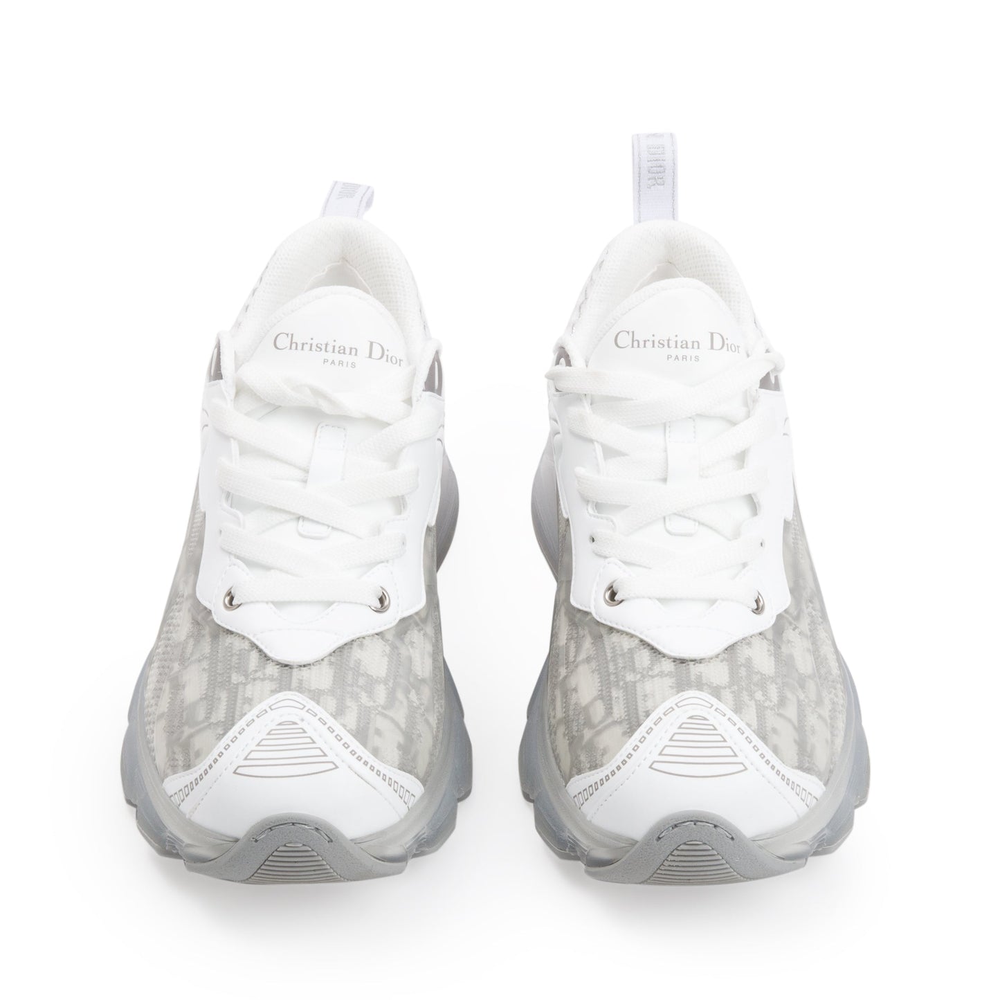 Christian Dior 2024 White/Grey Oblique Canvas and Transparent Rubber Vibe  Sneakers, Size 38.5