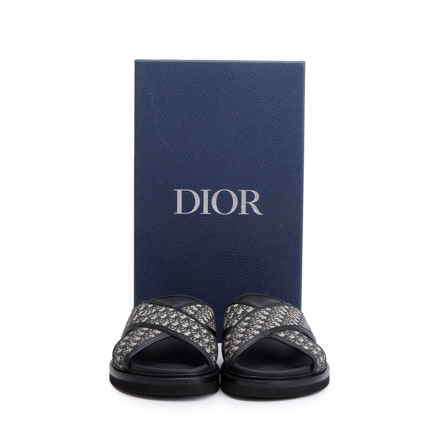 Christian Dior Beige & Black Oblique Jacquard Alias Sandal, Size 42