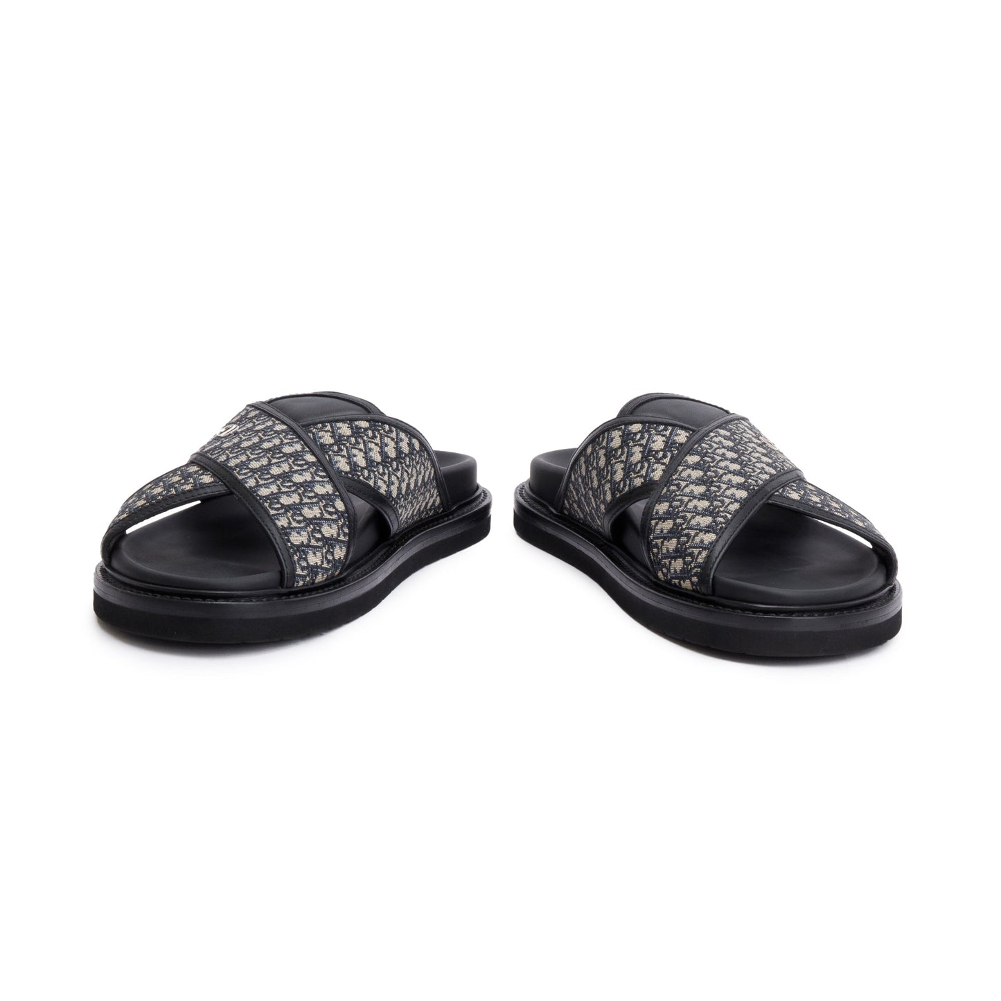 Christian Dior Beige & Black Oblique Jacquard Alias Sandal, Size 42