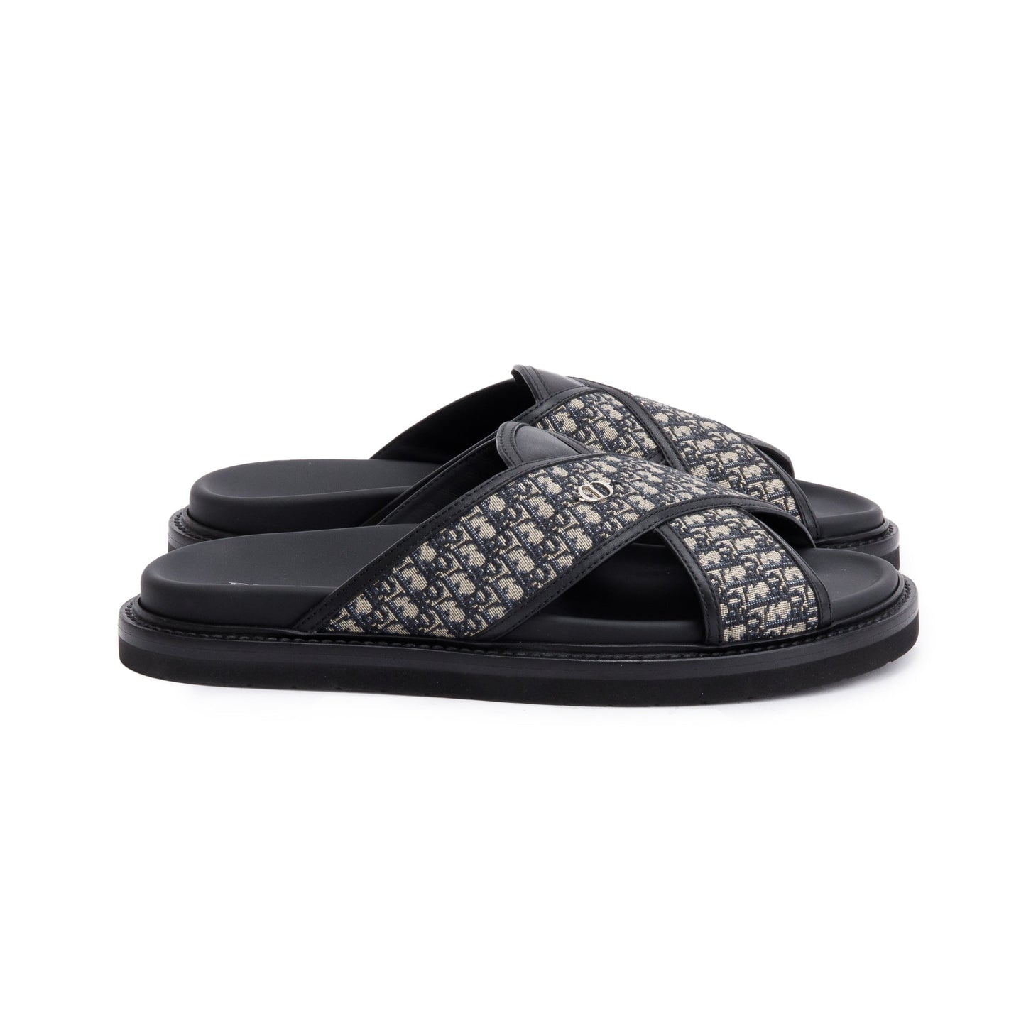 Christian Dior Beige & Black Oblique Jacquard Alias Sandal, Size 42