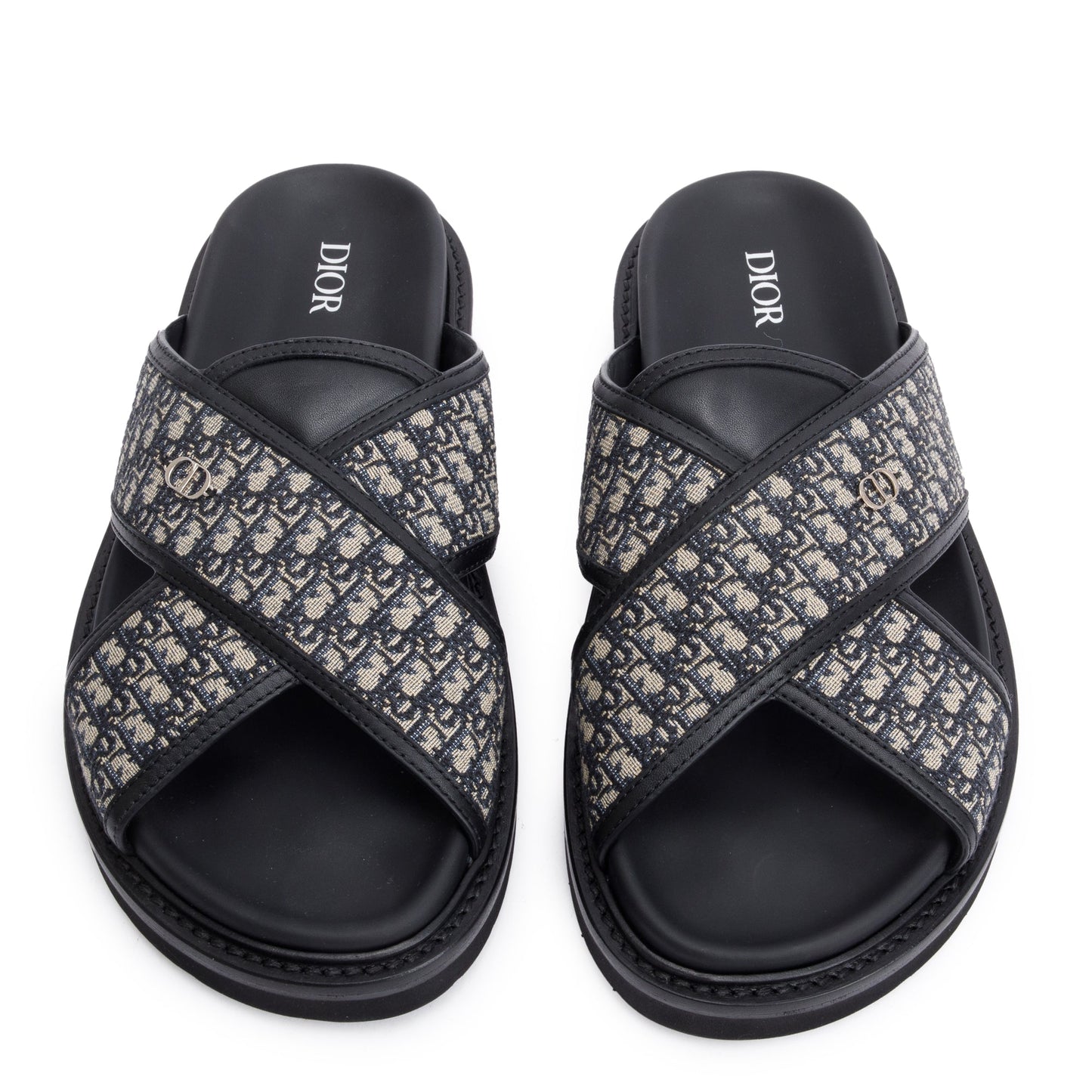 Christian Dior Beige & Black Oblique Jacquard Alias Sandal, Size 42
