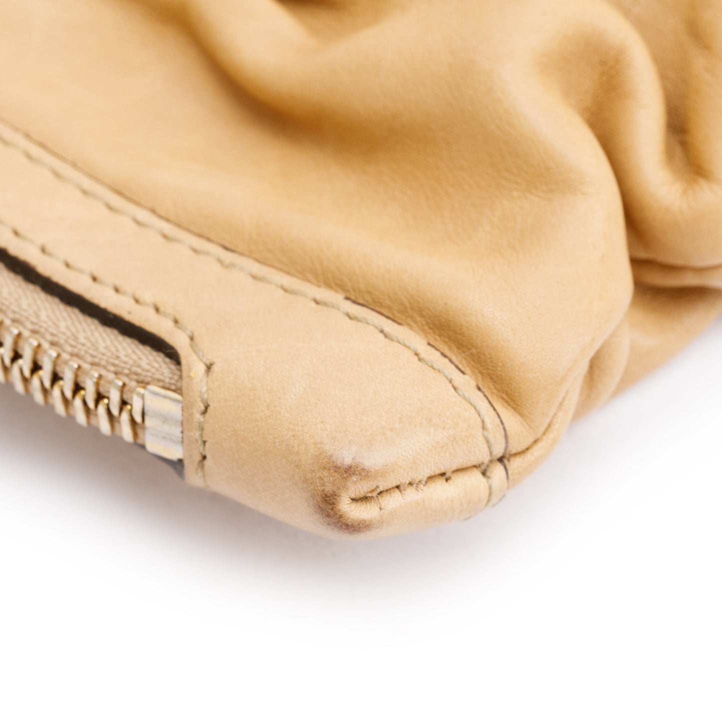 Christian Dior Beige Calfskin Leather Soft Babe Handle Bag