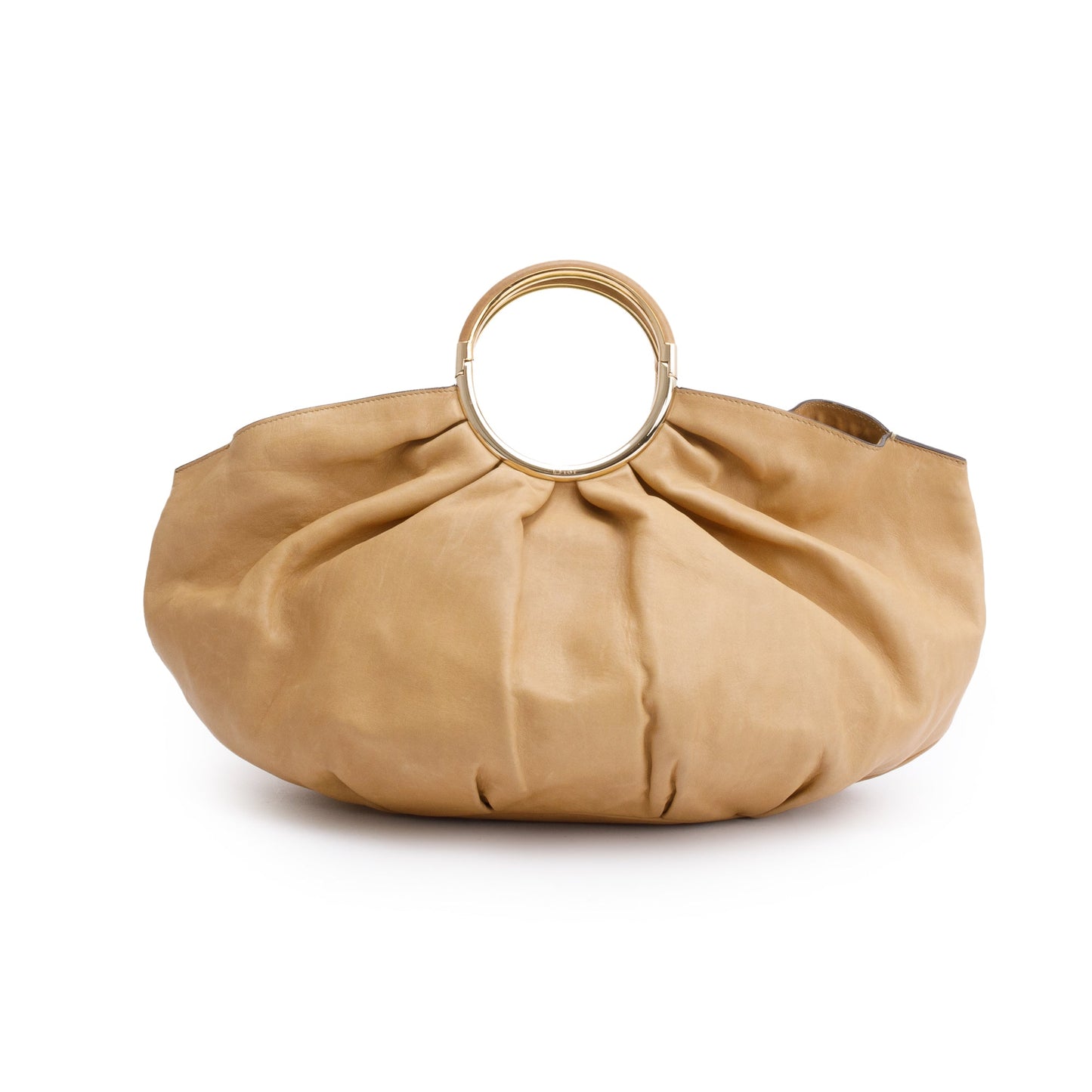 Christian Dior Beige Calfskin Leather Soft Babe Handle Bag