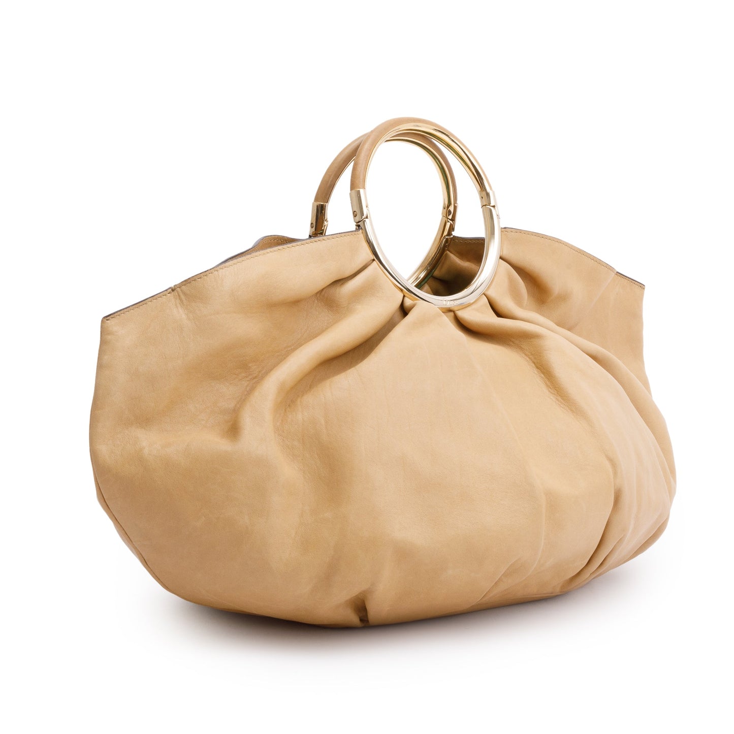 Christian Dior Beige Calfskin Leather Soft Babe Handle Bag