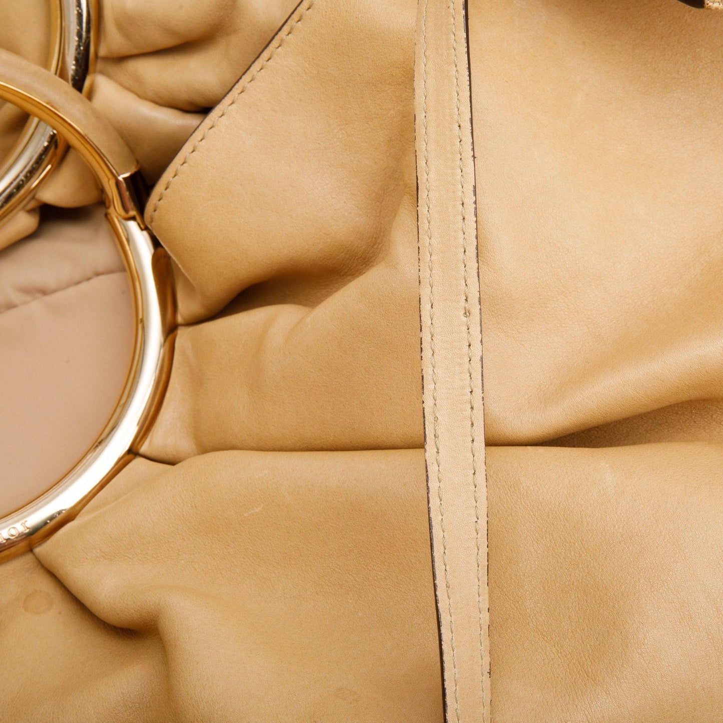 Christian Dior Beige Calfskin Leather Soft Babe Handle Bag