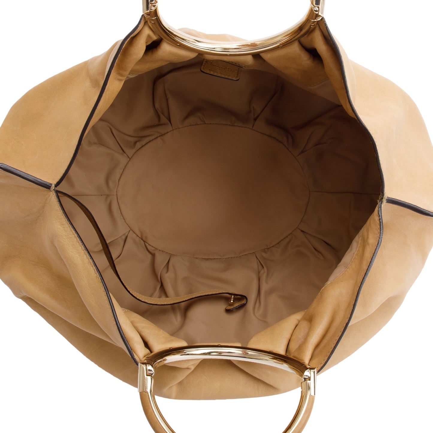 Christian Dior Beige Calfskin Leather Soft Babe Handle Bag
