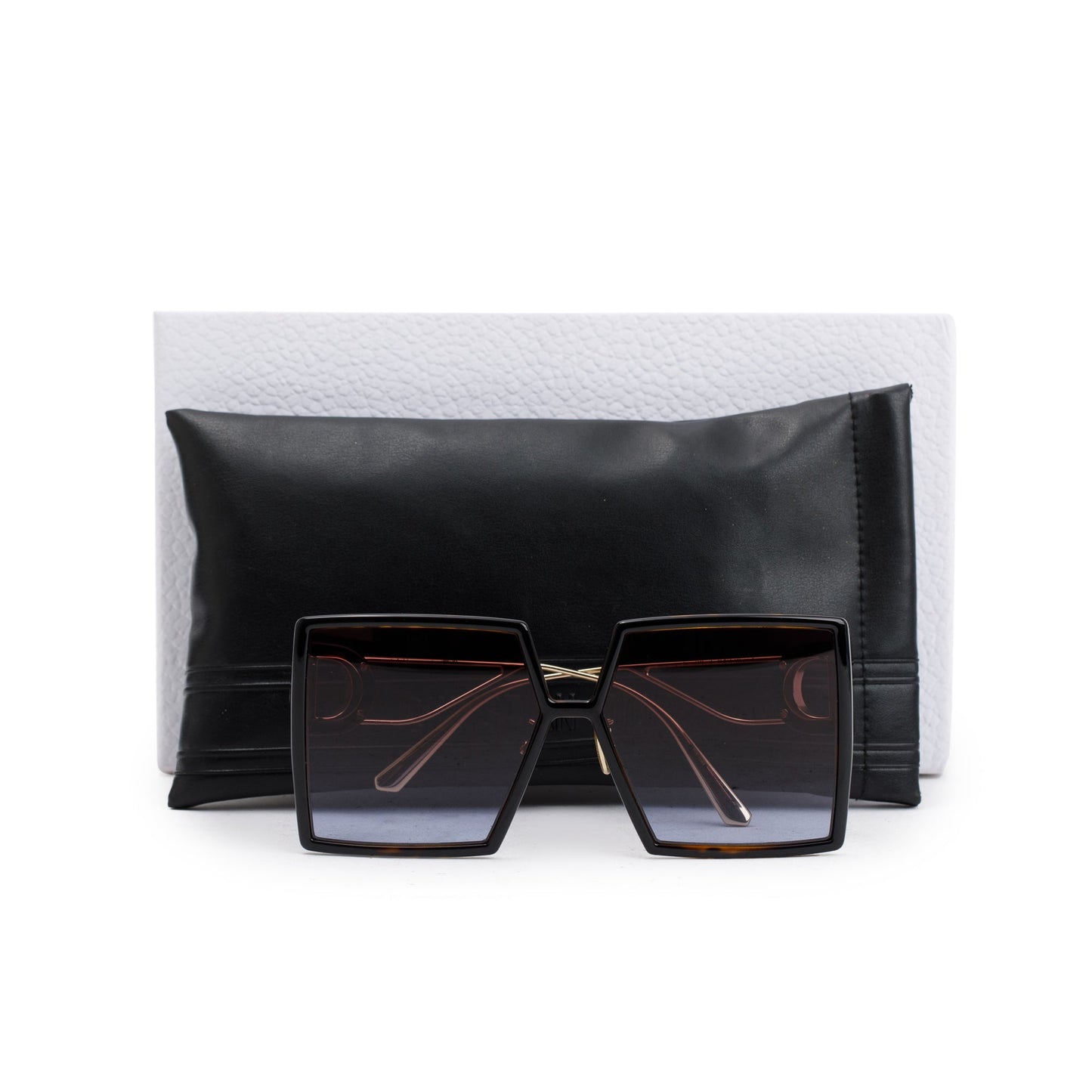 Christian Dior Black Acetate 30montaigne SU Oversized Square Sunglasses