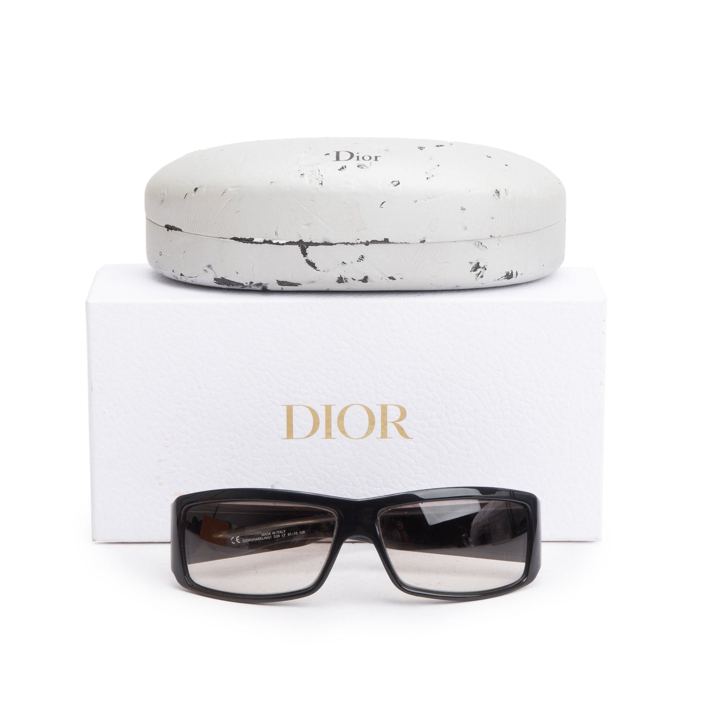 Christian Dior Black Acetate Crystal DiorSparkling Rectangular Sunglasses