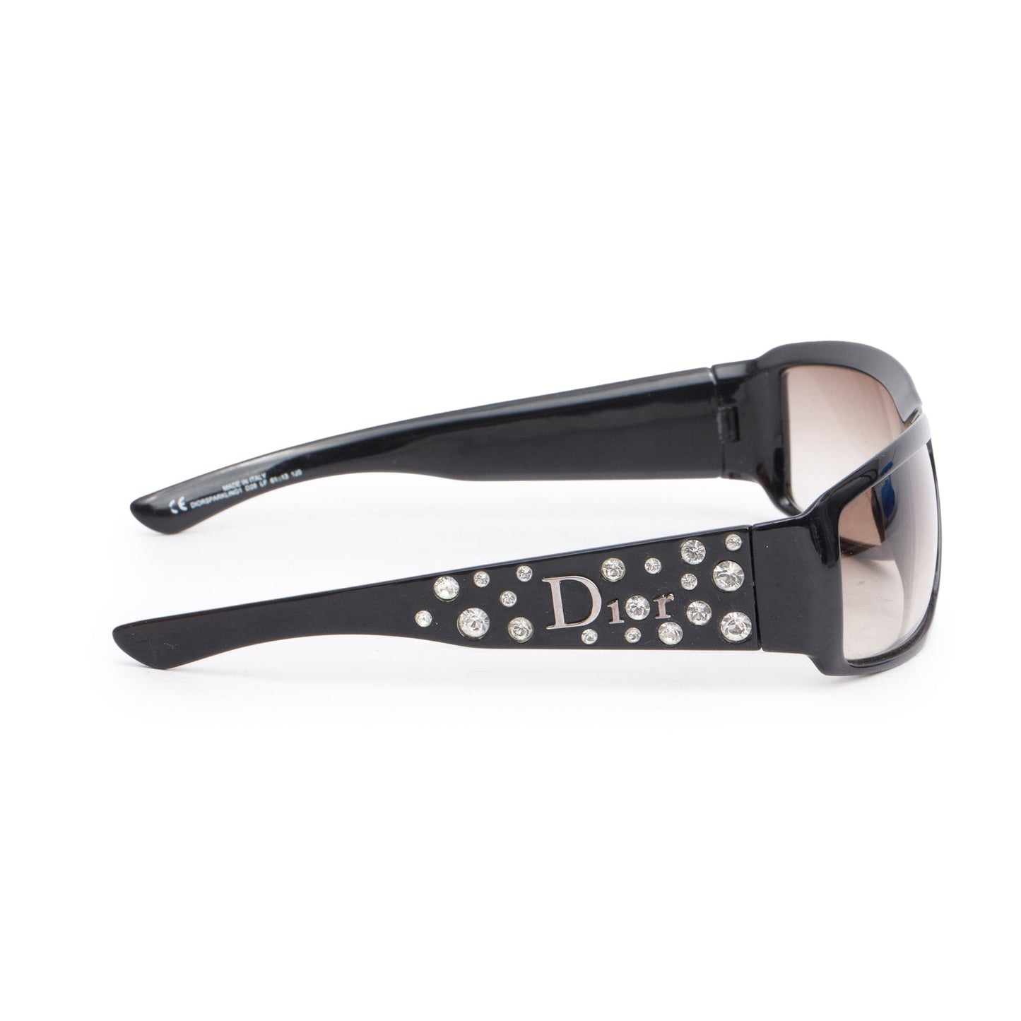 Christian Dior Black Acetate Crystal DiorSparkling Rectangular Sunglasses
