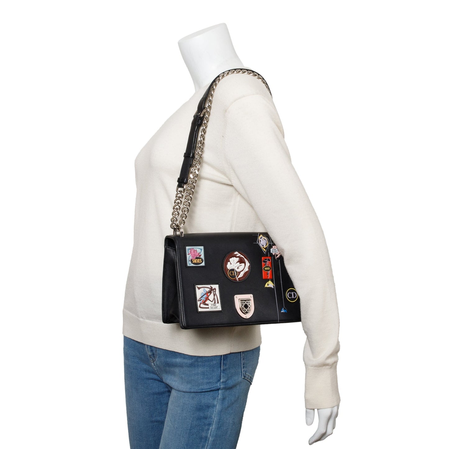Christian Dior Black Calfskin Leather Paradise Diorama Flap Bag