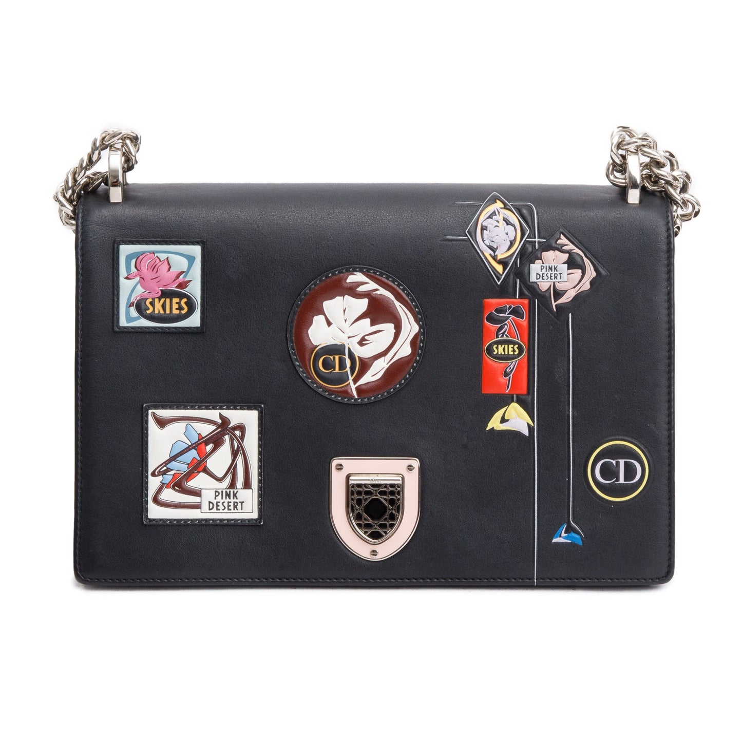 Christian Dior Black Calfskin Leather Paradise Diorama Flap Bag