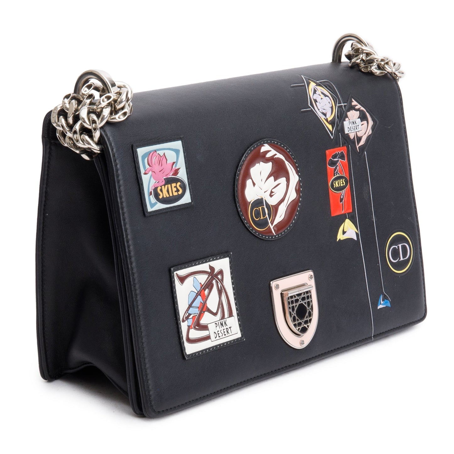 Christian Dior Black Calfskin Leather Paradise Diorama Flap Bag