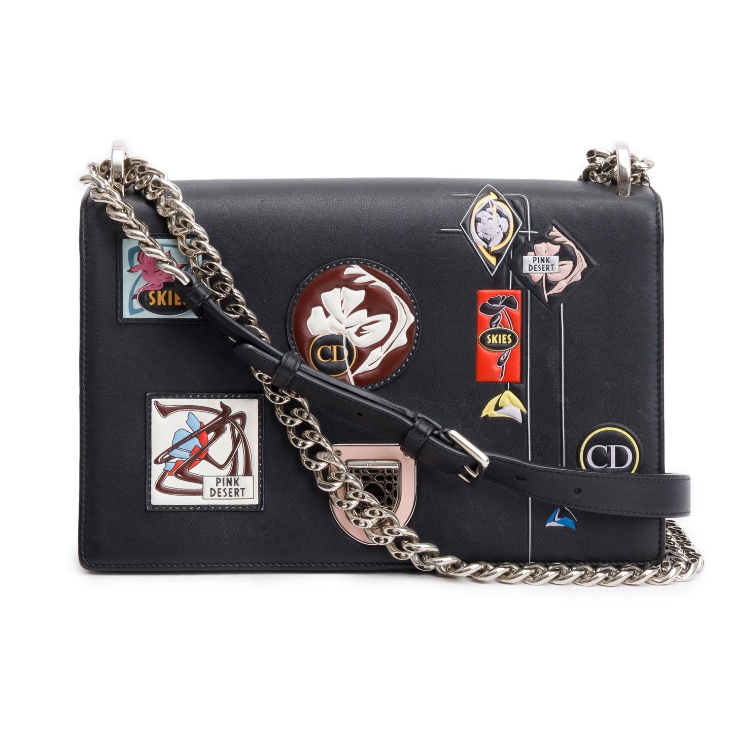Christian Dior Black Calfskin Leather Paradise Diorama Flap Bag