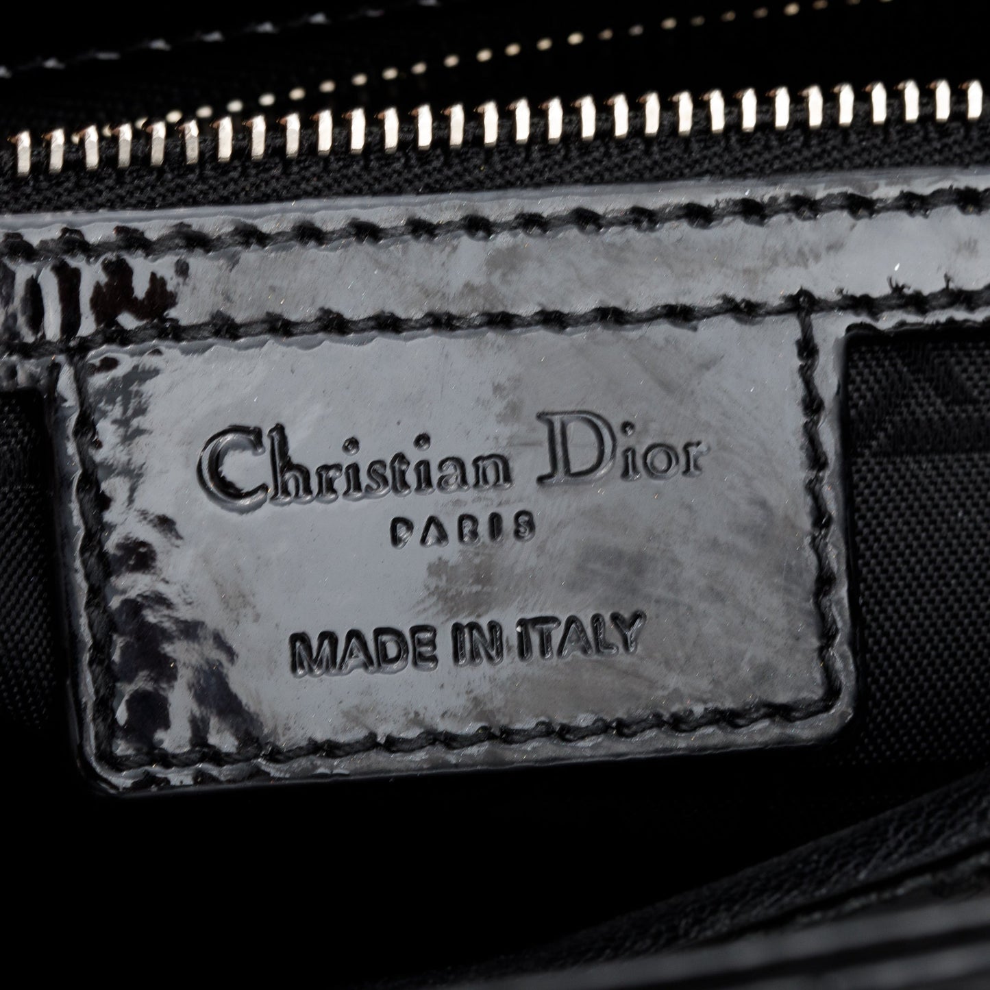 Christian Dior Black Cannage Patent Leather Large Lady Dior Bag