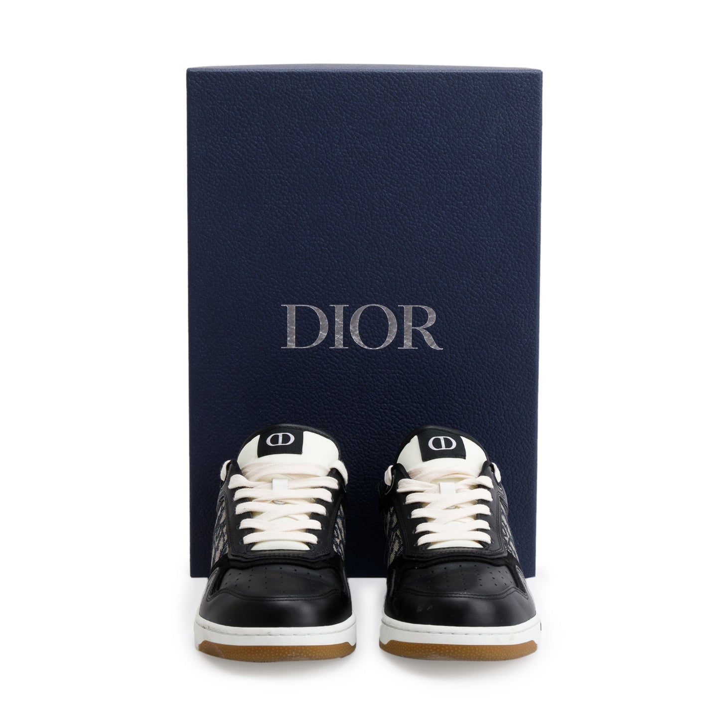 Christian Dior Black Leather Oblique Jacquard B27 Sneakers, Size 42