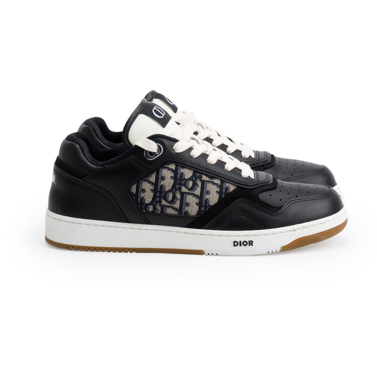 Christian Dior Black Leather Oblique Jacquard B27 Sneakers, Size 42