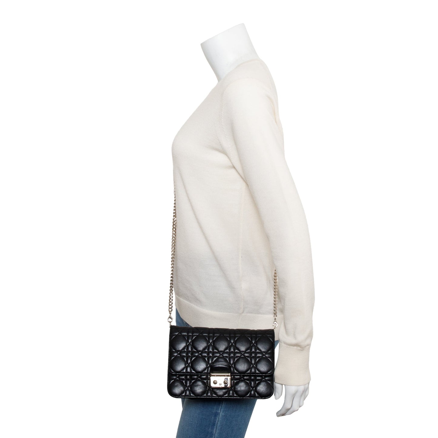 Christian Dior Black Leather Small Cannage Miss Dior Bag