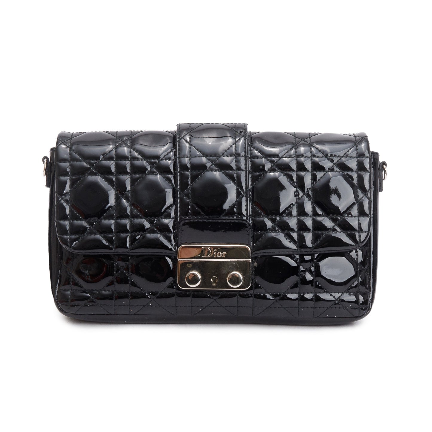 Christian Dior Black Patent Cannage Miss Dior Promenade Pouch