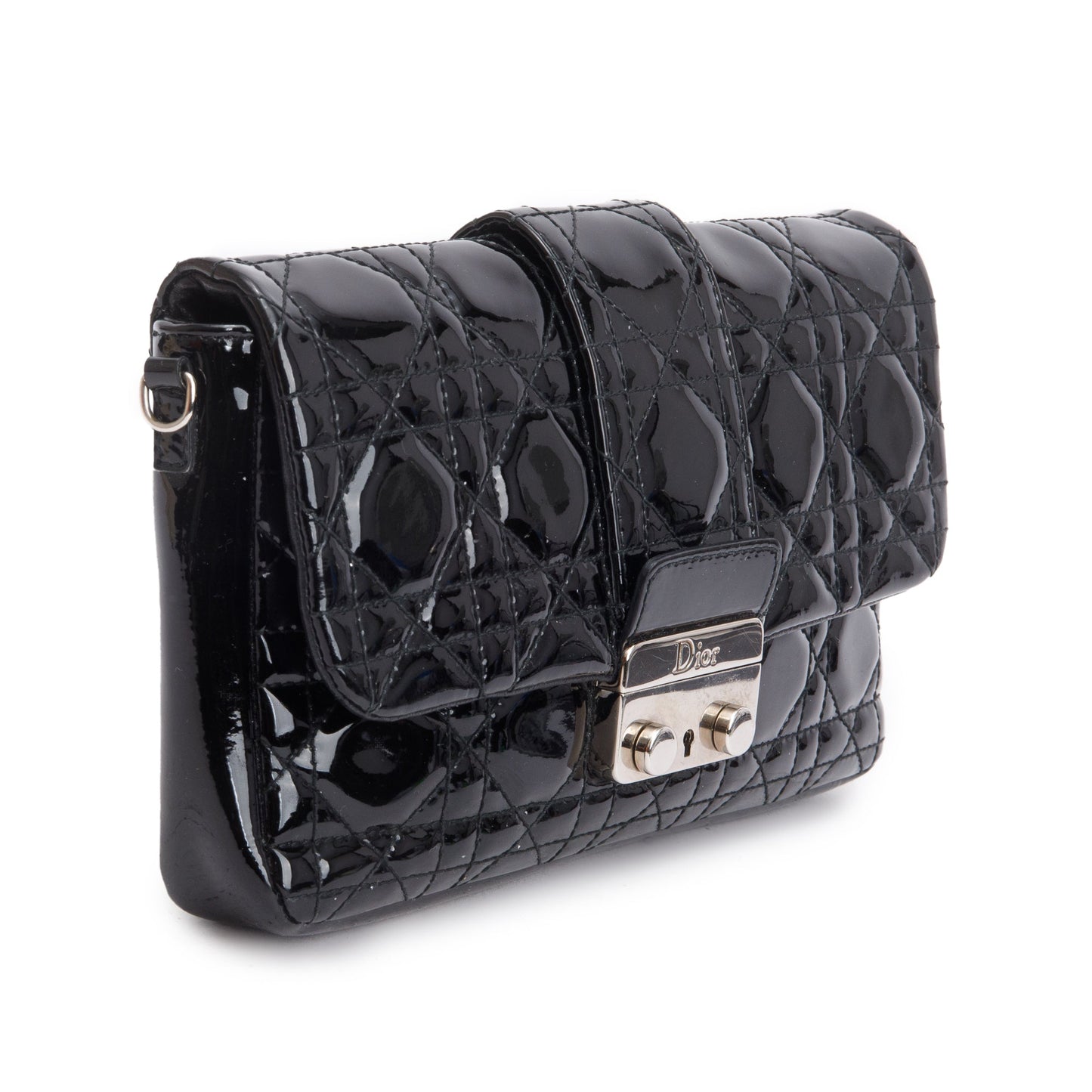 Christian Dior Black Patent Cannage Miss Dior Promenade Pouch