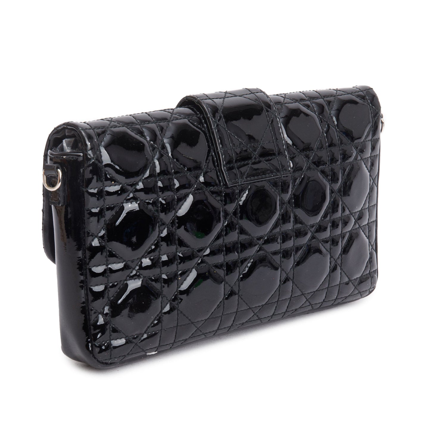 Christian Dior Black Patent Cannage Miss Dior Promenade Pouch