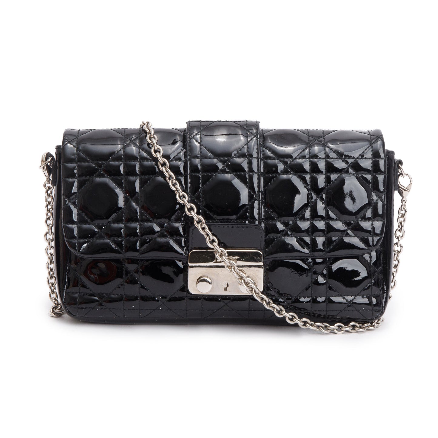 Christian Dior Black Patent Cannage Miss Dior Promenade Pouch