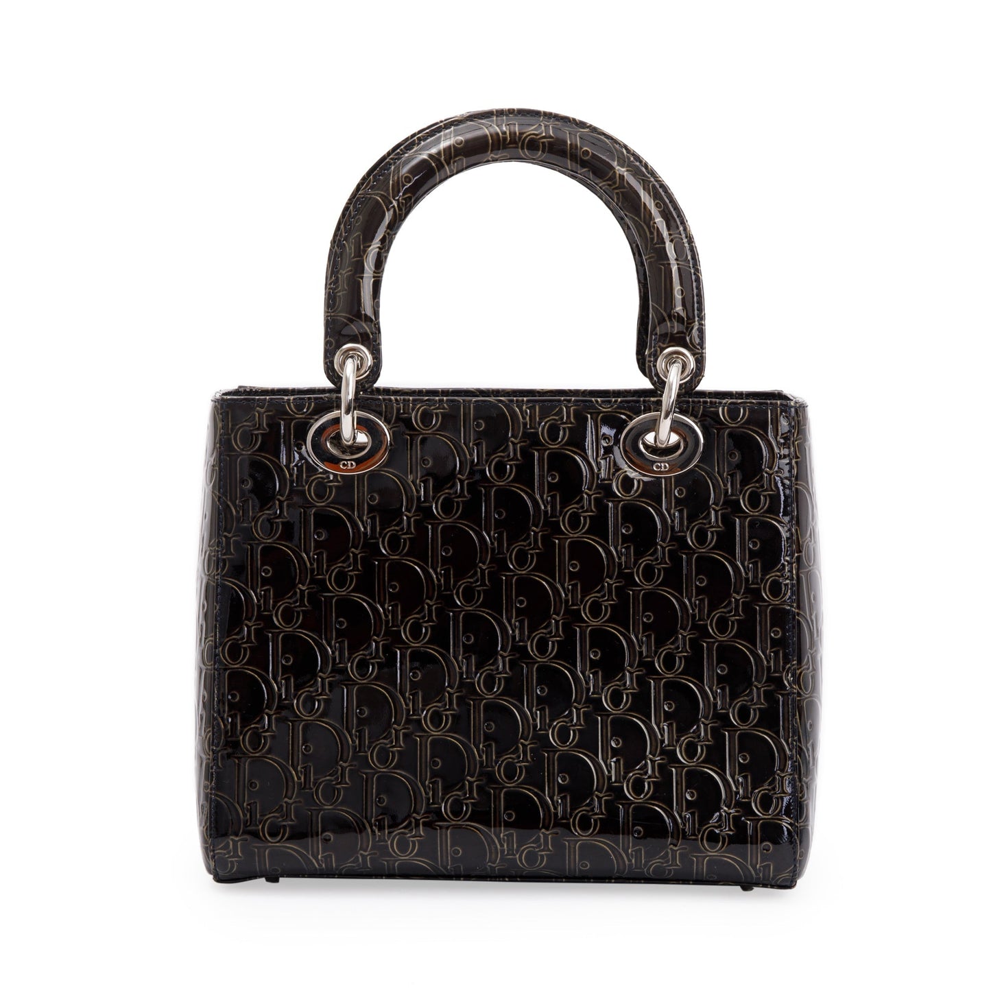 Christian Dior Black Ultimate Embossed Patent Leather Medium Lady Dior Bag