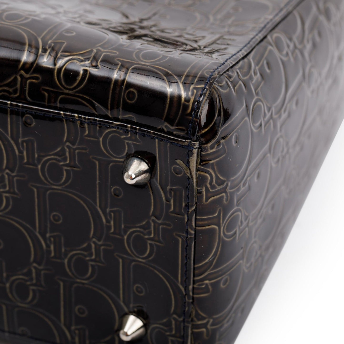 Christian Dior Black Ultimate Embossed Patent Leather Medium Lady Dior Bag