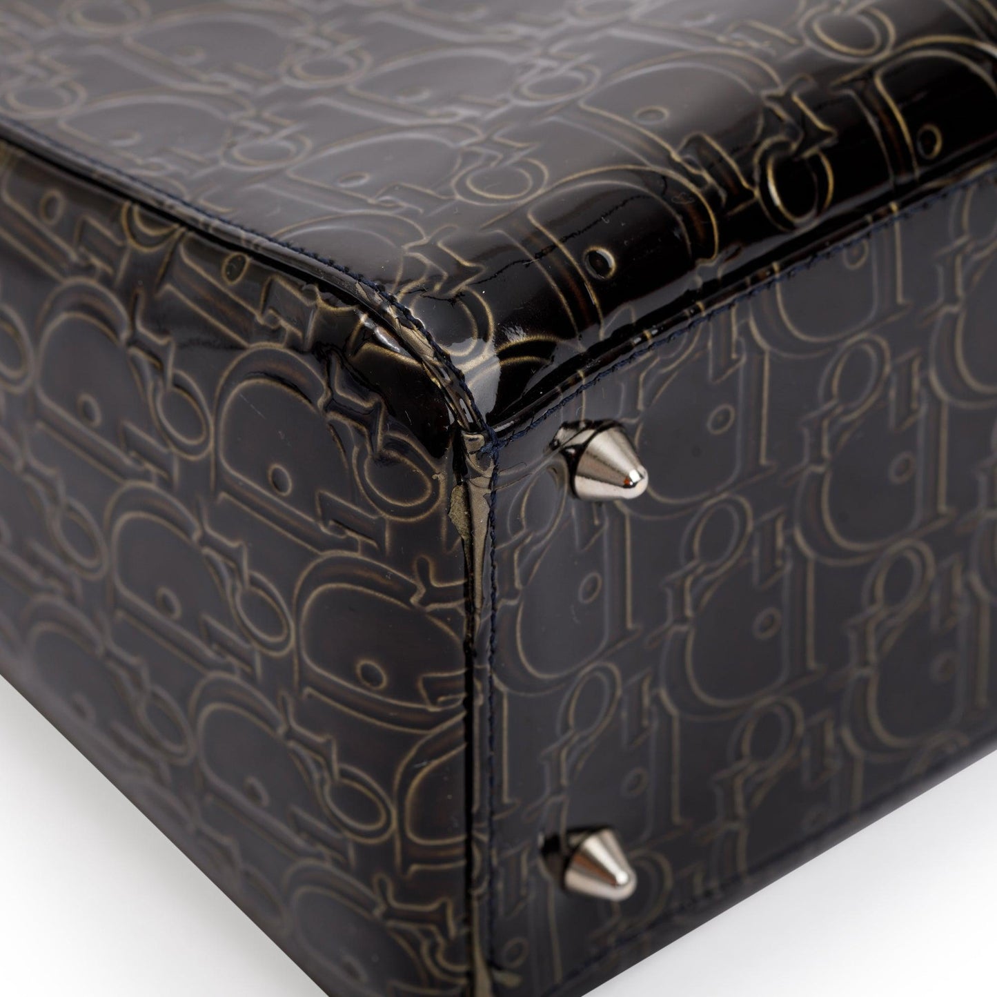 Christian Dior Black Ultimate Embossed Patent Leather Medium Lady Dior Bag