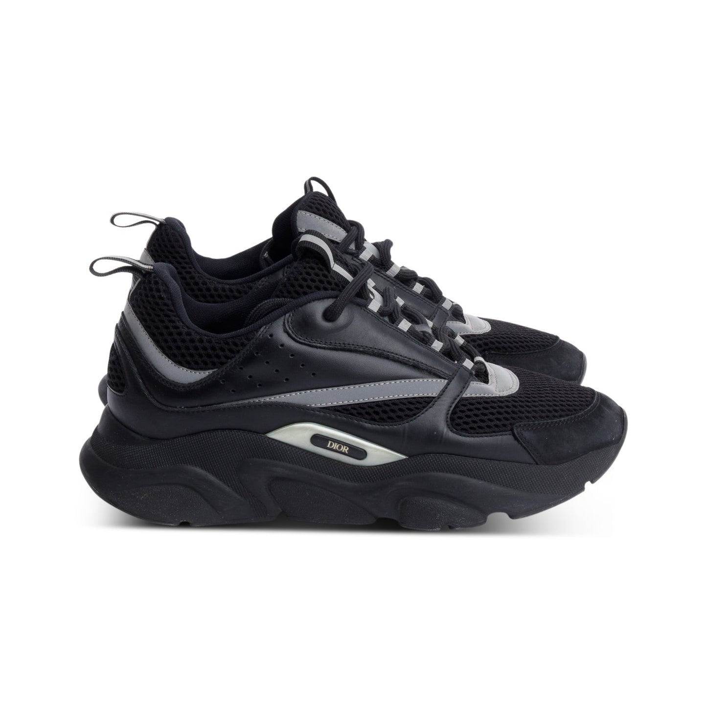 Christian Dior Black/Grey Mesh Technical Fabric B22 Sneakers, Size 42