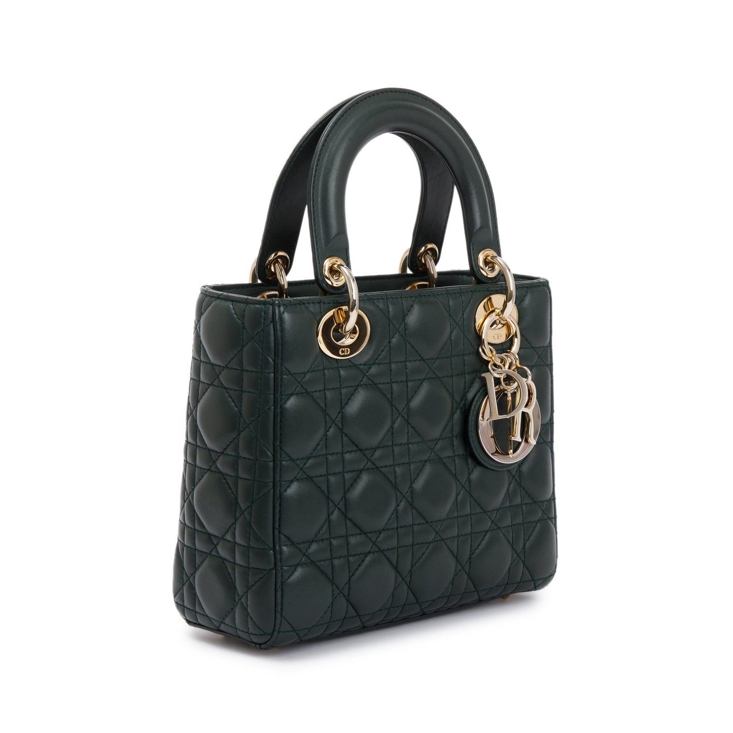 Christian Dior Green Cannage Lambskin Leather Small Lady Dior My Abcdior Bag